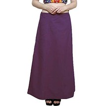 Women&#39;s Solid Cotton Inskirt Saree Adjustable Waist Drawstrings Pack 1 Purple - £8.80 GBP