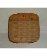 ANTIQUE Painted PICNIC BASKET &amp; PIE CARRIER Woven Split Ash Wooden Wood - $85.00