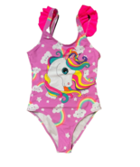 new Girl&#39;s UNICORN RAINBOWS Swimsuit sz L (12-14years) padded swimming s... - $261.53 MXN