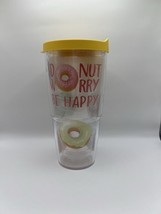 Tervis Mug Donut Worry Be Happy 24Oz w Yellow Travel Lid NEW Iced Fun Do... - $147.90 MXN