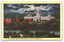 Postcard State Capitol Night View, Harrisburg Pennsylvania PA - £3.55 GBP