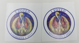 TWO I VOTED Louisiana 2023 Voting Reward 2 Inch Stickers Pelican - £4.25 GBP