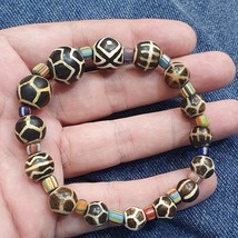 Südasiatisches altes Pumtek Pyu Perlen versteinertes Holz Stein Perlen A... - $93.82