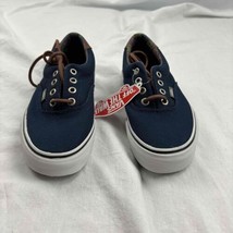 VANS Unisex Era 59 Sneakers Blue Navy Brown Laces White Sole US Men 3.5 - £31.28 GBP