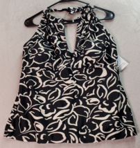 Time And Tru Swim Top Womens Size XL Black White Floral Sleeveless Halter Neck - £18.42 GBP