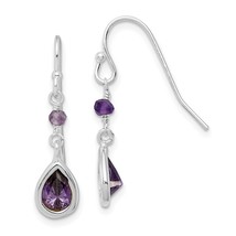 Sterling Silver Purple CZ Dangle Earrings Jewerly - £14.61 GBP
