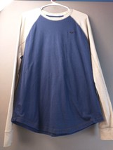 Hollister long sleeve tee Blue White Mens cotton size Medium 1416 - £5.54 GBP