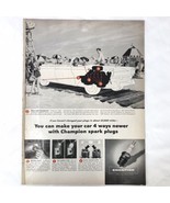 1957 Champion Spark Plugs Vintage Print Ad Daytona Beach Convertible 5 Rib  - $6.62