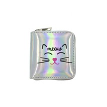KANDRA Cute  Silver&amp;Pink Holographic Laser Short Wallet Women Shiny Pu Leather S - £11.04 GBP