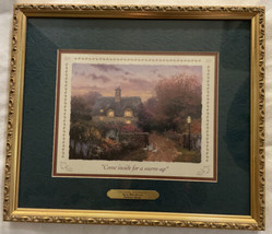 Vtg 1999 Thomas Kinkade &quot;Come Inside For A Warm-Up&quot; Framed Accent Print w/ Coa - £44.20 GBP