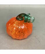 Glass Pumpkin Hand Blown Vibrant Mottled Orange w Flecks of Yellow &amp; Orange - $29.70