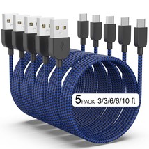 Usb Type C Cable 5Pack (3/3/6/6/10Ft) Fast Charging 3.1A Quick Charge Us... - £14.93 GBP