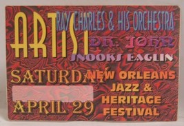 RAY CHARLES / DR. JOHN ORIGINAL CONCERT CLOTH BACKSTAGE PASS JAZZ FESTIV... - $12.00