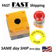 Emergency STOP button switch &amp; box with bezel - £16.50 GBP