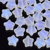 25 Glass Star Beads Frosted Clear Rainbow AB Celestial Jewelry Supplies 8mm  - £4.43 GBP