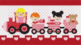 Pepita Needlepoint Canvas: Kids Heart Train Pink, 16&quot; x 9&quot; - £77.94 GBP+