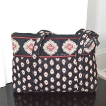 VERA BRADLEY - Vintage  Classic Black Print Quilted Print Shoulder Bag - £14.33 GBP