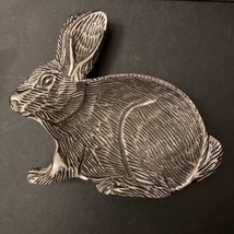 Bunny Rabbit Candy Dish Trinket Bowl Spring Easter SilverTone Metal 6 3/... - $19.70