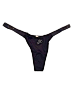 Victoria Secret PINK Logo Cotton Shine Micro Thong Panty Black Diamante ... - $13.64 CAD