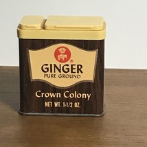 Vintage Crown Colony Ginger 1973 Spice Tin Decor Kitchen 1-1/2 Oz Container - £8.30 GBP