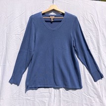 Chico&#39;s Blue Pullover V-Neck Sweater Size 2 - £19.45 GBP