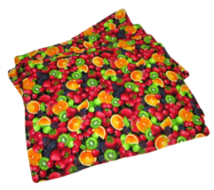 Placemats Lot Of 4 Fruits Reversible Kiwi Strawberry Cherry Lemon Orange Fabric - £10.31 GBP