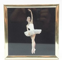 Vintage Marche Arrière Imprimé Ballerine Danseuse En Or Cadre - $43.55