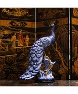 interoknack Museum-Quality Blue Ceramic Peacock Sculpture  Traditional ... - $35,102.37 MXN