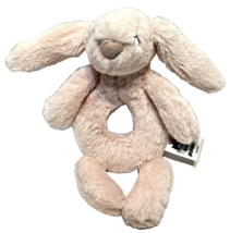 Little Jellycat London Bashful Blush 6&quot; Pink Bunny Rabbit Plush Baby Ring Rattle - £8.17 GBP