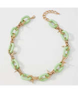 Green Acrylic &amp; 18K Gold-Plated Interlock Chain Necklace - £11.84 GBP