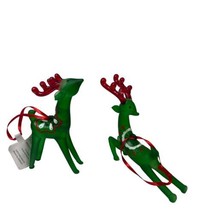 Silvestri  Ornament Set Green and Red Glass Reindeer Assorted Gift boxed  - £18.07 GBP
