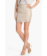 NWT! Haute Hippie Buff Swan Beige Nude Lace Pencil Mini Silk Skirt $385, XS - €64,17 EUR