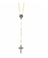 MOTHER OF PEARL TEAR DROP BEADS MIRACULOUS CENTER CRUCIFIX CROSS ROSARY ... - £55.78 GBP