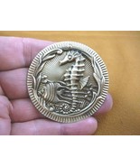 (B-SEAH-3) little Seahorse fish seaweed ocean scene circle brass pin pen... - $31.51 CAD
