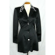 Vintage Black Blazer Jacket Mini Dress Zebra Stripes 3-4 Alyn Paige - £24.51 GBP