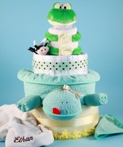 Deluxe Friendly Frog Personalized Diaper Cake - £166.26 GBP