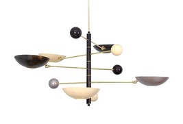 5 Light Pendant Mid Century Modern Raw Brass Sputnik chandelier light Fixture - £442.59 GBP