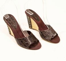 Bandolino Women&#39;s Brown Leather Snakeprint Wedge Slip On US 6M - $14.84