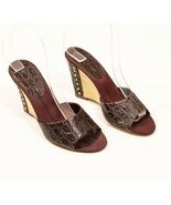 Bandolino Women&#39;s Brown Leather Snakeprint Wedge Slip On US 6M - $272.54 MXN