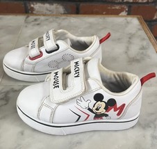 Mickey Mouse Toddler Size 8.5 White Leather Shoes Nice Condition - £14.93 GBP