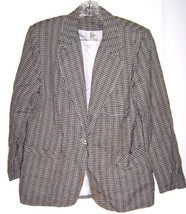 Black &amp; White Gingham Blazer Jacket Lined Jacket by Fundamental Things S... - $35.99