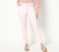 Susan Graver Colored Denim Straight-Leg Ankle Jeans- Light Pink, Plus 18 - £20.78 GBP