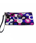 Coach Poppy Blue Purple Black Colorful Satin Fabric Wristlet Purse Bag Y... - €34,08 EUR