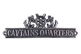 [Pack Of 2] Antique Silver Cast Iron Captains Quarters Sign with Ship Wheel and  - £33.44 GBP