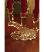 Art Deco ELEGANT Clear Glass PAIR OF Candlesticks, 3 lights  [GL16] - $407.53 MXN