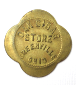 Greenville Ohio Oak Cigar Store 5¢ Scalloped Brass Trade Token Vintage RARE - £19.97 GBP