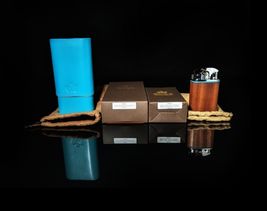 Brizard Positano Leather Cigar Carrying Case with Table Lighter NIB ( No Fuel ) image 7