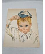 Vintage Little Boy With Baseball Cap Art Print 11" X 14" - $24.95