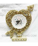 Natural Marble Cupid Arrow Clock 24K Gold Foil Handmade Office Decor Ann... - £153.60 GBP