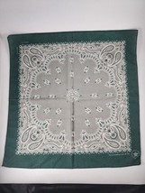 Vtg Bandana Green Paisley Cotton Made In USA RN 15187 Crafted with Pride... - $12.86